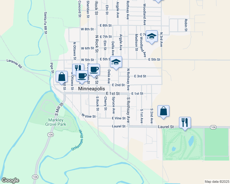 map of restaurants, bars, coffee shops, grocery stores, and more near 313 East 1st Street in Minneapolis