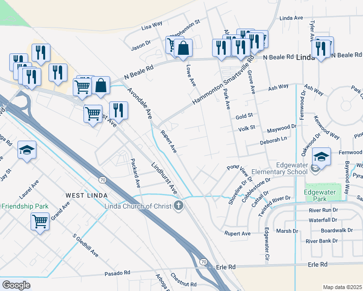 map of restaurants, bars, coffee shops, grocery stores, and more near 5827 Rupert Avenue in Marysville
