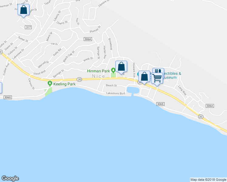 map of restaurants, bars, coffee shops, grocery stores, and more near 3512 Lakeshore Boulevard in Lakeport