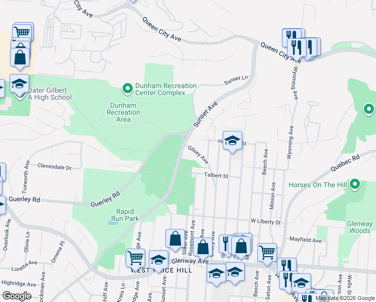 map of restaurants, bars, coffee shops, grocery stores, and more near in Cincinnati