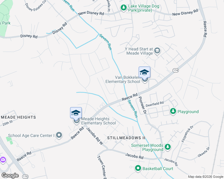 map of restaurants, bars, coffee shops, grocery stores, and more near 8228 Reecewood Drive in Severn
