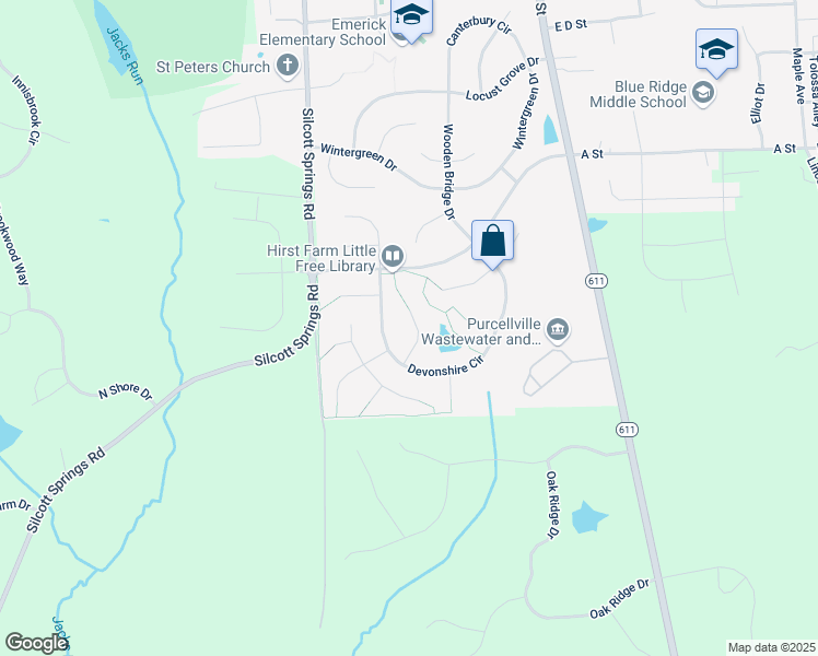 map of restaurants, bars, coffee shops, grocery stores, and more near 813 Candleridge Court in Purcellville