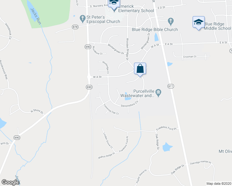 map of restaurants, bars, coffee shops, grocery stores, and more near 813 Candleridge Court in Purcellville