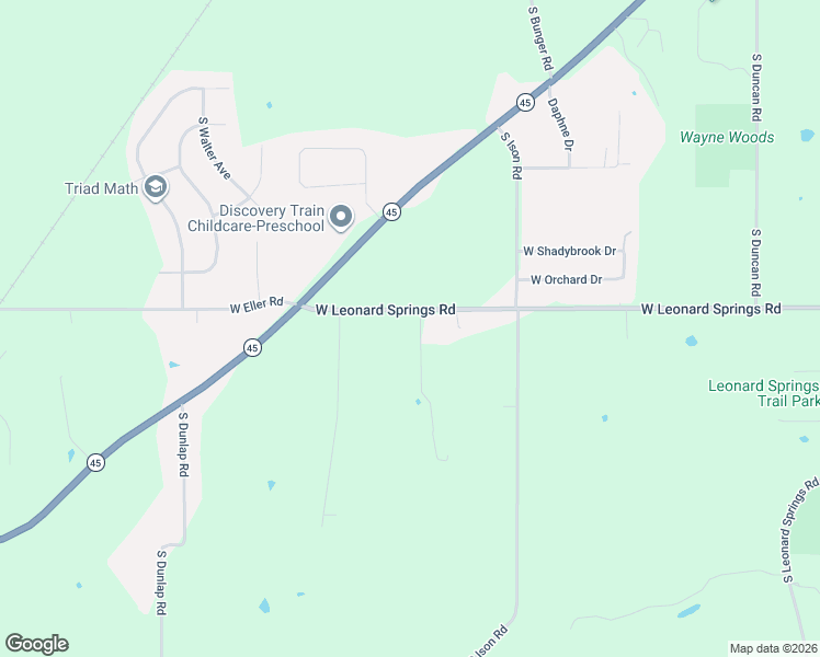 map of restaurants, bars, coffee shops, grocery stores, and more near 5887 West Leonard Springs Road in Bloomington