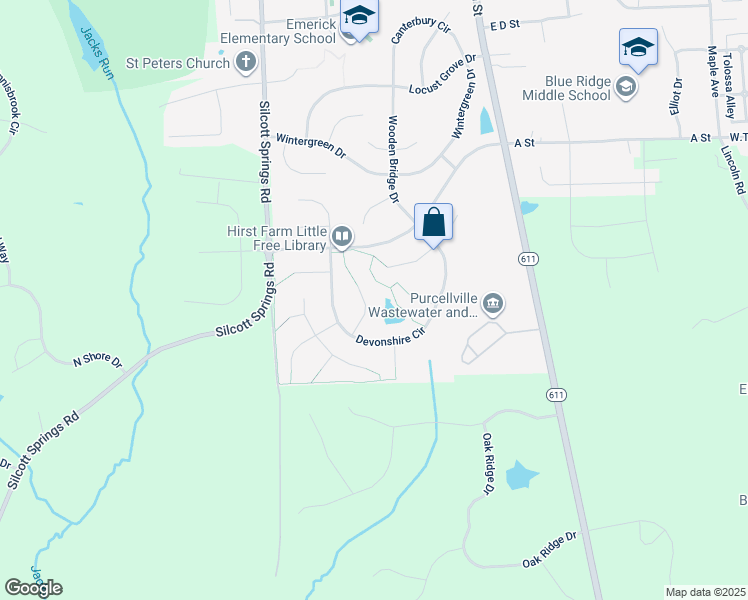 map of restaurants, bars, coffee shops, grocery stores, and more near 820 Candleridge Court in Purcellville