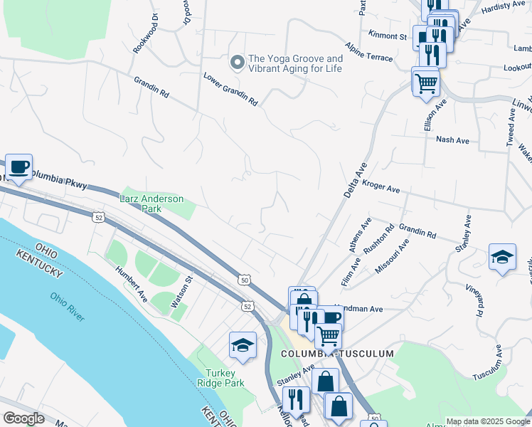 map of restaurants, bars, coffee shops, grocery stores, and more near 6 Grandin Terrace in Cincinnati