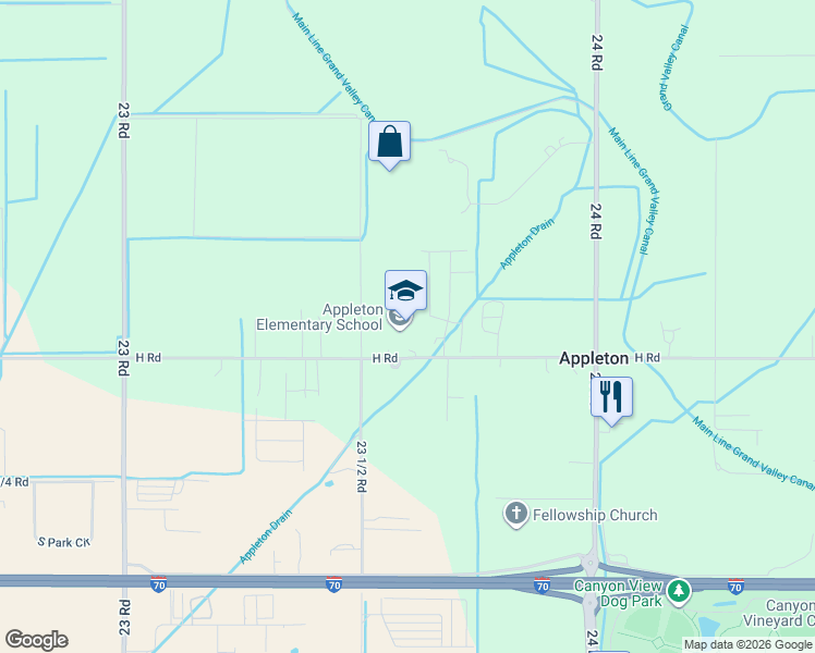 map of restaurants, bars, coffee shops, grocery stores, and more near 2358 H Road in Grand Junction