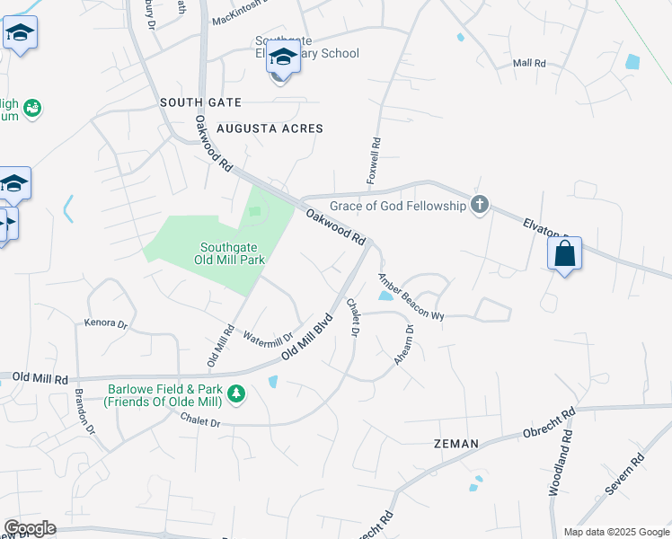 map of restaurants, bars, coffee shops, grocery stores, and more near 240 East Chalet Circle in Millersville