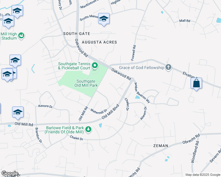 map of restaurants, bars, coffee shops, grocery stores, and more near 266 Nathan Way in Millersville