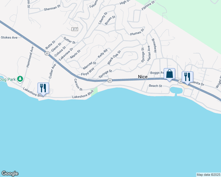 map of restaurants, bars, coffee shops, grocery stores, and more near 3135 Lakeshore Boulevard in Nice