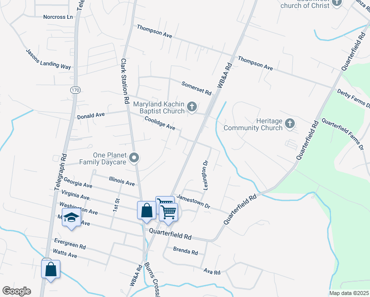 map of restaurants, bars, coffee shops, grocery stores, and more near 8308 Aletta Place in Severn