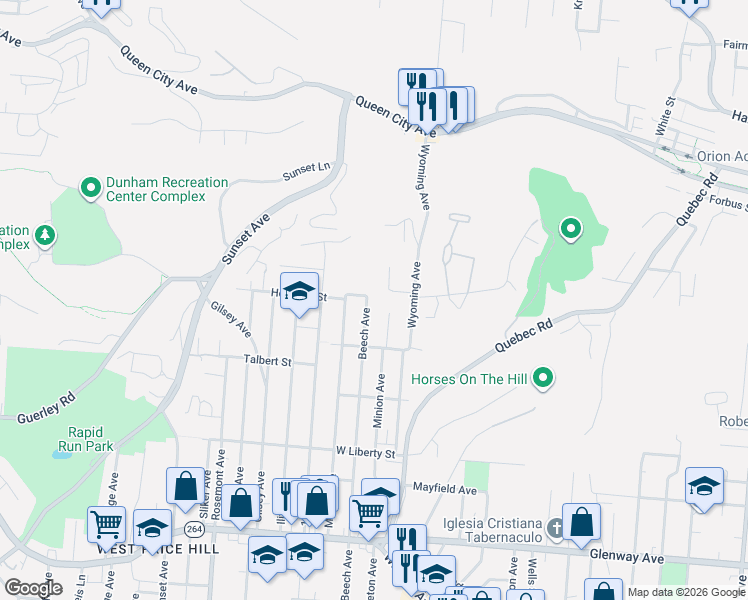map of restaurants, bars, coffee shops, grocery stores, and more near 1831 Minion Avenue in Cincinnati