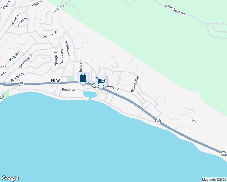 map of restaurants, bars, coffee shops, grocery stores, and more near 3794 California 20 in Nice
