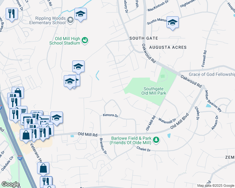 map of restaurants, bars, coffee shops, grocery stores, and more near 469 Norvelle Court in Glen Burnie