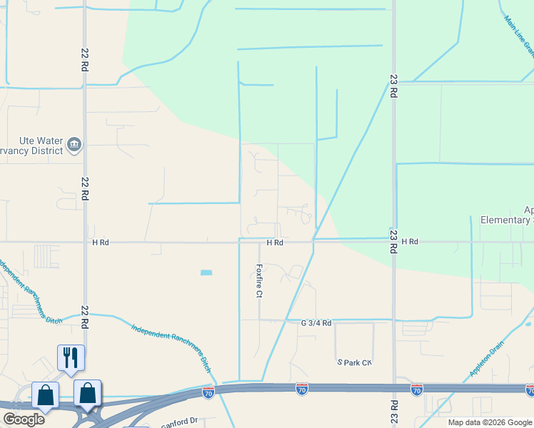 map of restaurants, bars, coffee shops, grocery stores, and more near 803 Mease Road in Grand Junction