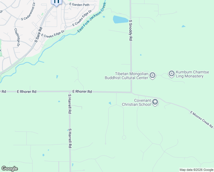 map of restaurants, bars, coffee shops, grocery stores, and more near 3313 East Rhorer Road in Bloomington