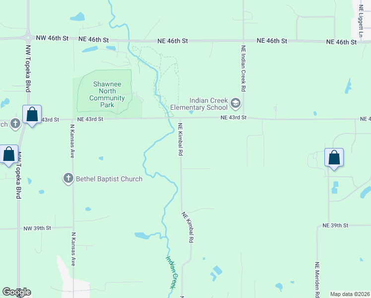 map of restaurants, bars, coffee shops, grocery stores, and more near 4116 Northeast Kimbal Road in Topeka