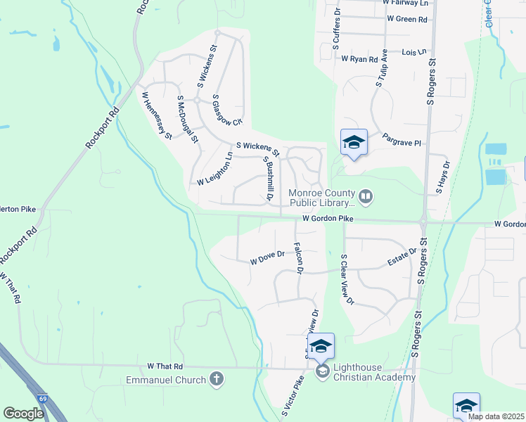 map of restaurants, bars, coffee shops, grocery stores, and more near 4012 South Crane Court in Bloomington