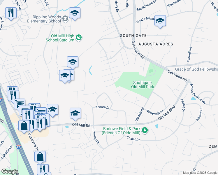 map of restaurants, bars, coffee shops, grocery stores, and more near 469 Norvelle Court in Glen Burnie