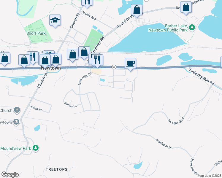 map of restaurants, bars, coffee shops, grocery stores, and more near 7209 English Drive in Cincinnati