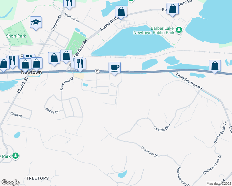 map of restaurants, bars, coffee shops, grocery stores, and more near 7473 Valley View Place in Cincinnati