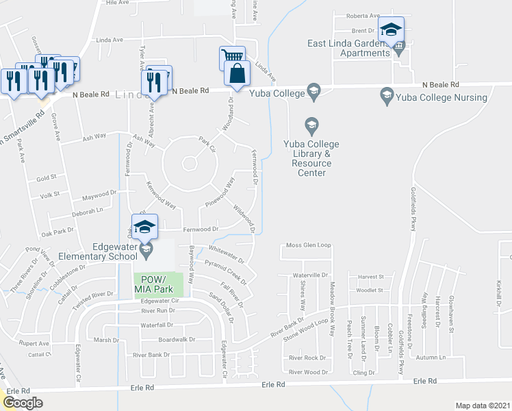 map of restaurants, bars, coffee shops, grocery stores, and more near 1890 Fernwood Drive in Marysville