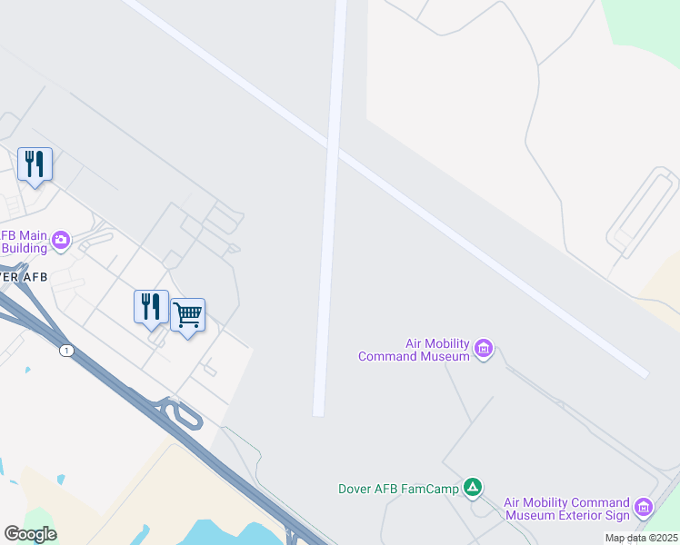 map of restaurants, bars, coffee shops, grocery stores, and more near in Dover Air Force Base