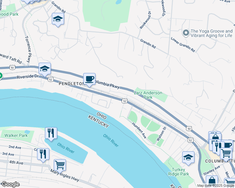 map of restaurants, bars, coffee shops, grocery stores, and more near 2842 Hoff Avenue in Cincinnati