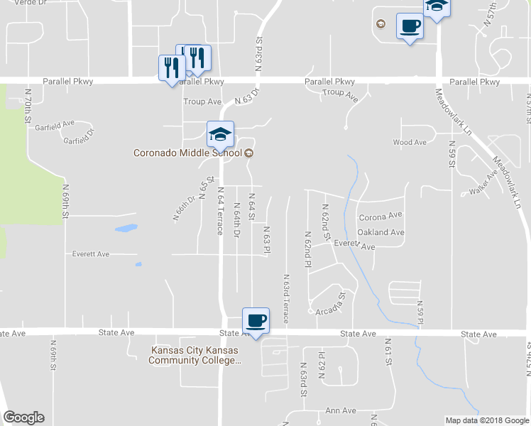 map of restaurants, bars, coffee shops, grocery stores, and more near 1522 North 63 Place in Kansas City