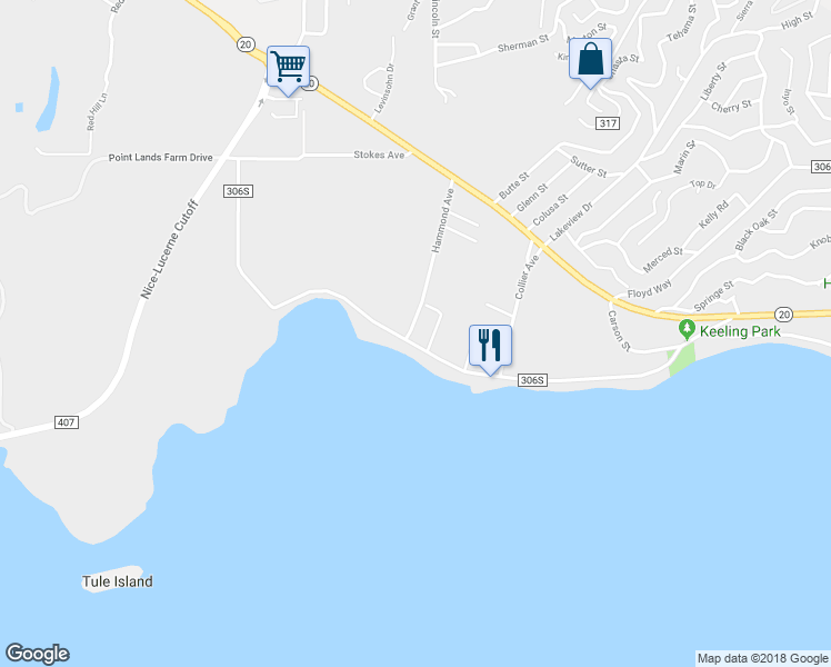 map of restaurants, bars, coffee shops, grocery stores, and more near 6620 Hammond Avenue in Upper Lake