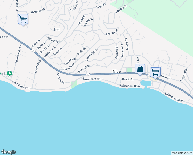 map of restaurants, bars, coffee shops, grocery stores, and more near 3216 Lakeshore Boulevard in Nice