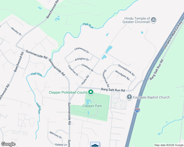 map of restaurants, bars, coffee shops, grocery stores, and more near 661 Chateau Drive in Cincinnati