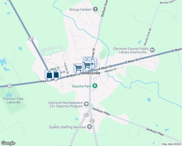 map of restaurants, bars, coffee shops, grocery stores, and more near in Owensville
