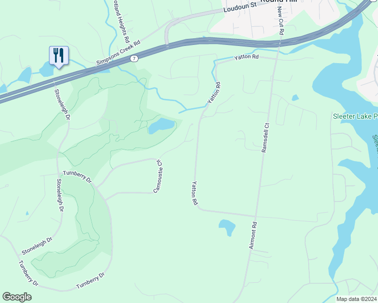 map of restaurants, bars, coffee shops, grocery stores, and more near 35481 Troon Ct in Round Hill