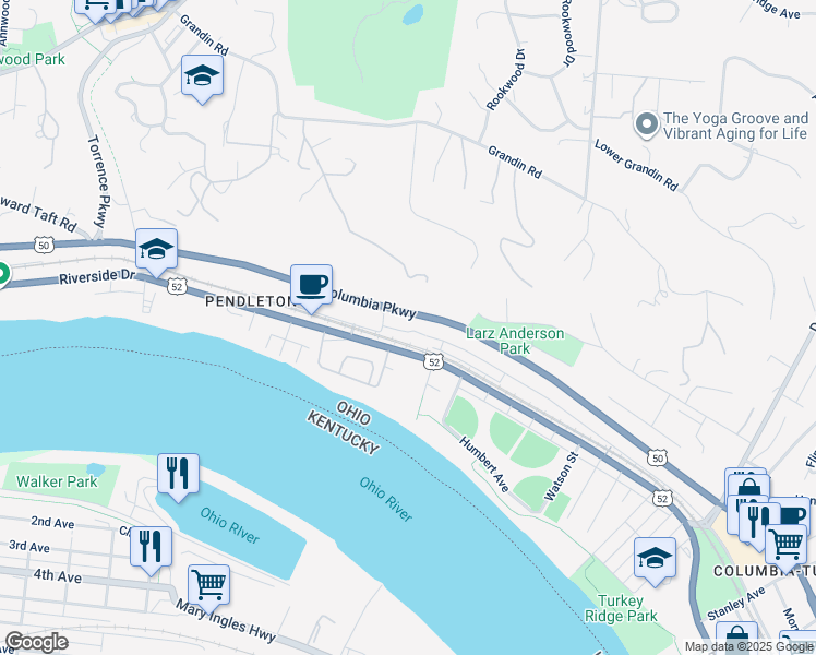 map of restaurants, bars, coffee shops, grocery stores, and more near 2842 Hoff Avenue in Cincinnati