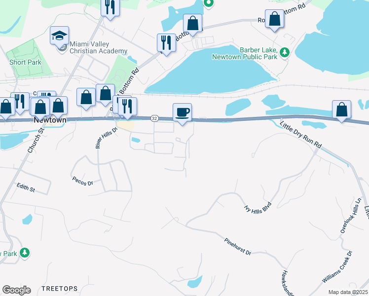 map of restaurants, bars, coffee shops, grocery stores, and more near 7473 Valley View Place in Cincinnati