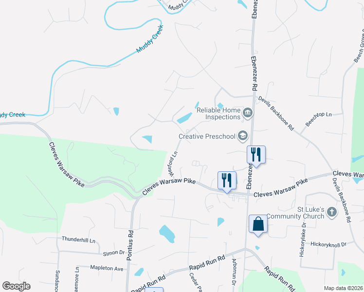 map of restaurants, bars, coffee shops, grocery stores, and more near 1335 Wexford Lane in Cincinnati