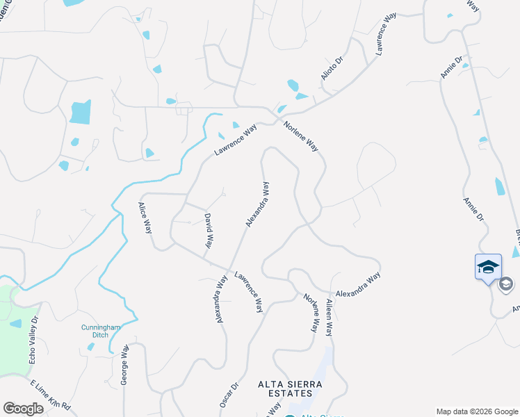 map of restaurants, bars, coffee shops, grocery stores, and more near 17500 Alexandra Way in Grass Valley