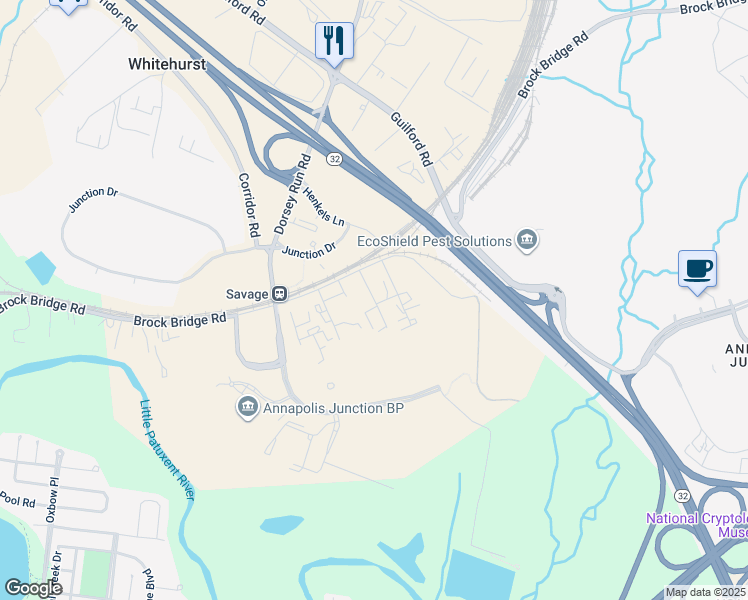 map of restaurants, bars, coffee shops, grocery stores, and more near Main Street in Maryland City