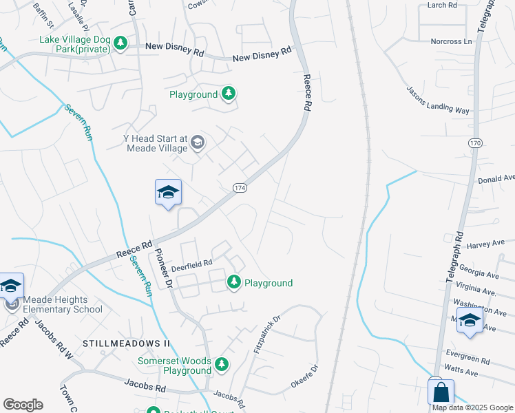 map of restaurants, bars, coffee shops, grocery stores, and more near 1140 Carinoso Circle in Severn
