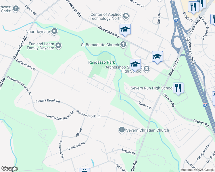 map of restaurants, bars, coffee shops, grocery stores, and more near 556 Upton Road in Severn