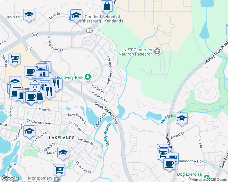 map of restaurants, bars, coffee shops, grocery stores, and more near 310 Tannery Drive in Gaithersburg
