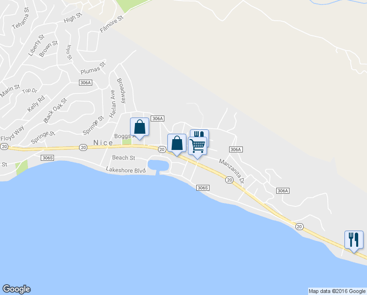 map of restaurants, bars, coffee shops, grocery stores, and more near 3748 Manzanita Drive in Nice