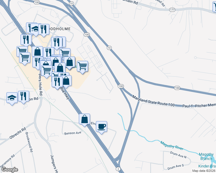 map of restaurants, bars, coffee shops, grocery stores, and more near 8349 Daydream Crescent in Pasadena