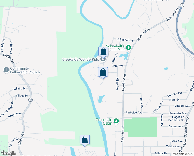 map of restaurants, bars, coffee shops, grocery stores, and more near 395 Beckett Landing in Lawrenceburg