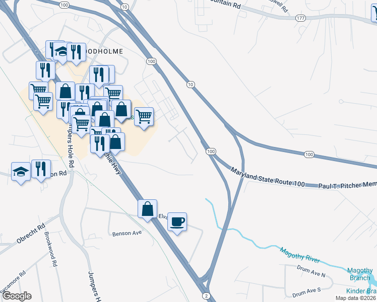 map of restaurants, bars, coffee shops, grocery stores, and more near 8349 Daydream Crescent in Pasadena