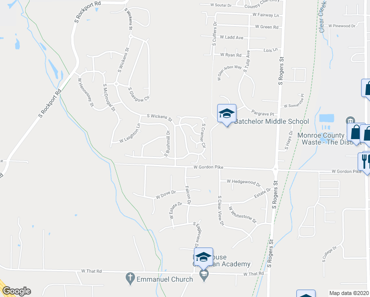 map of restaurants, bars, coffee shops, grocery stores, and more near 3725 South Cramer Circle in Bloomington