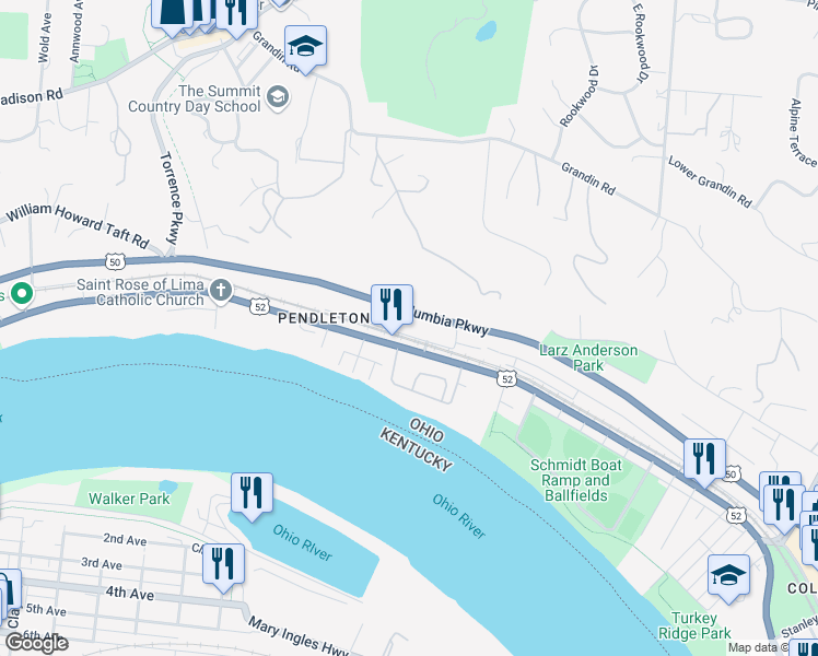 map of restaurants, bars, coffee shops, grocery stores, and more near 2742 Hoff Avenue in Cincinnati