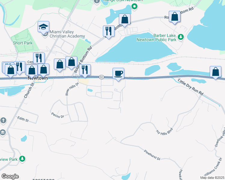 map of restaurants, bars, coffee shops, grocery stores, and more near 7220 Ivy Way in Cincinnati