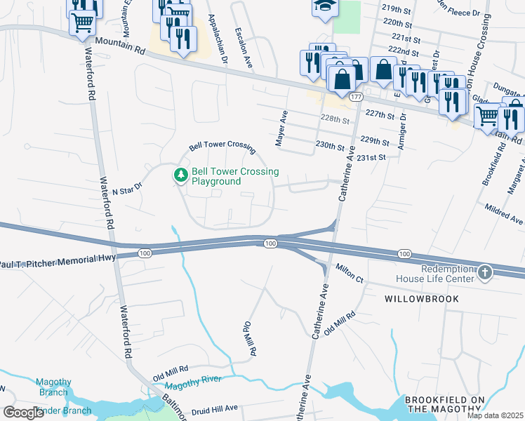 map of restaurants, bars, coffee shops, grocery stores, and more near 327 Sundance Way in Pasadena